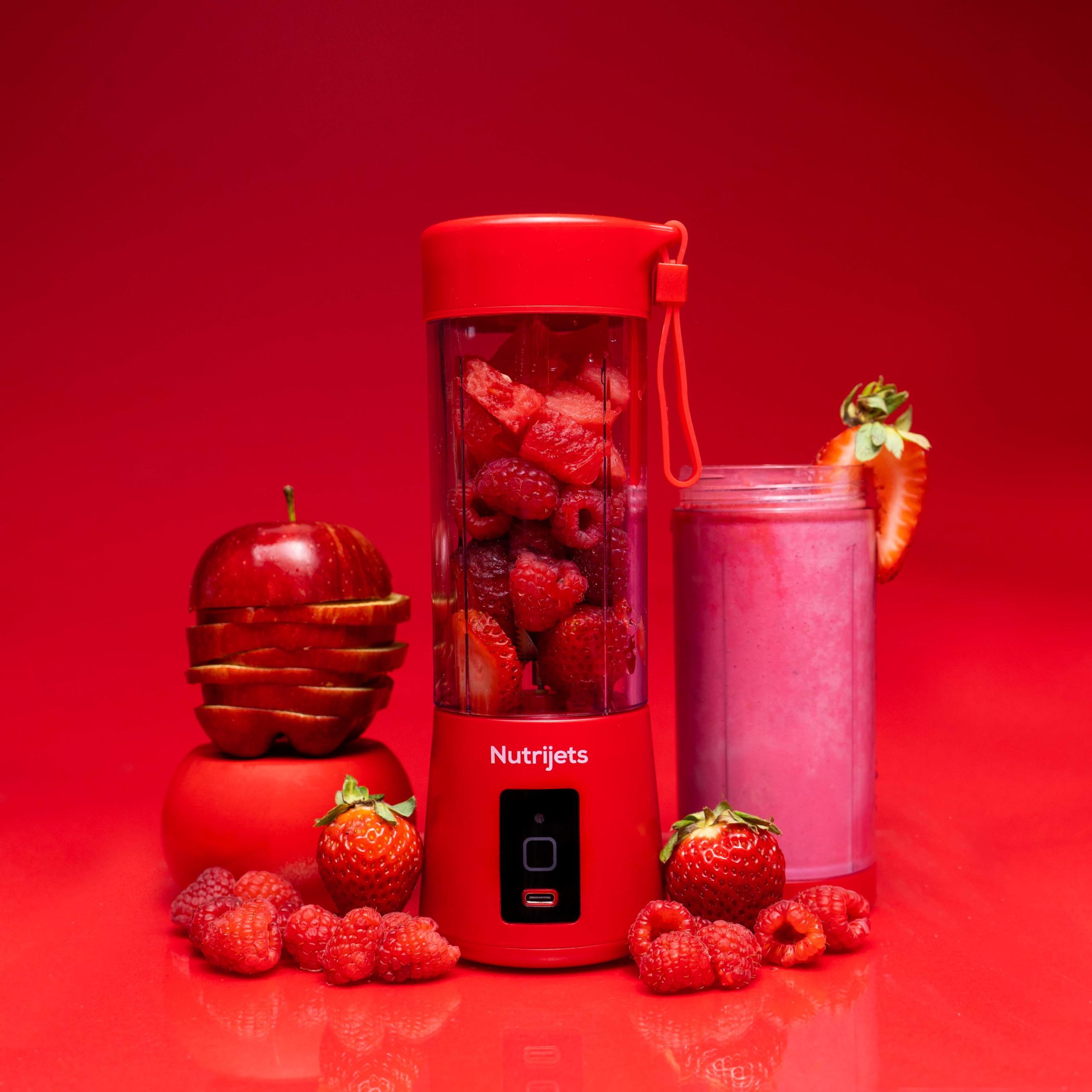 ruby red portable blender from nutrijets